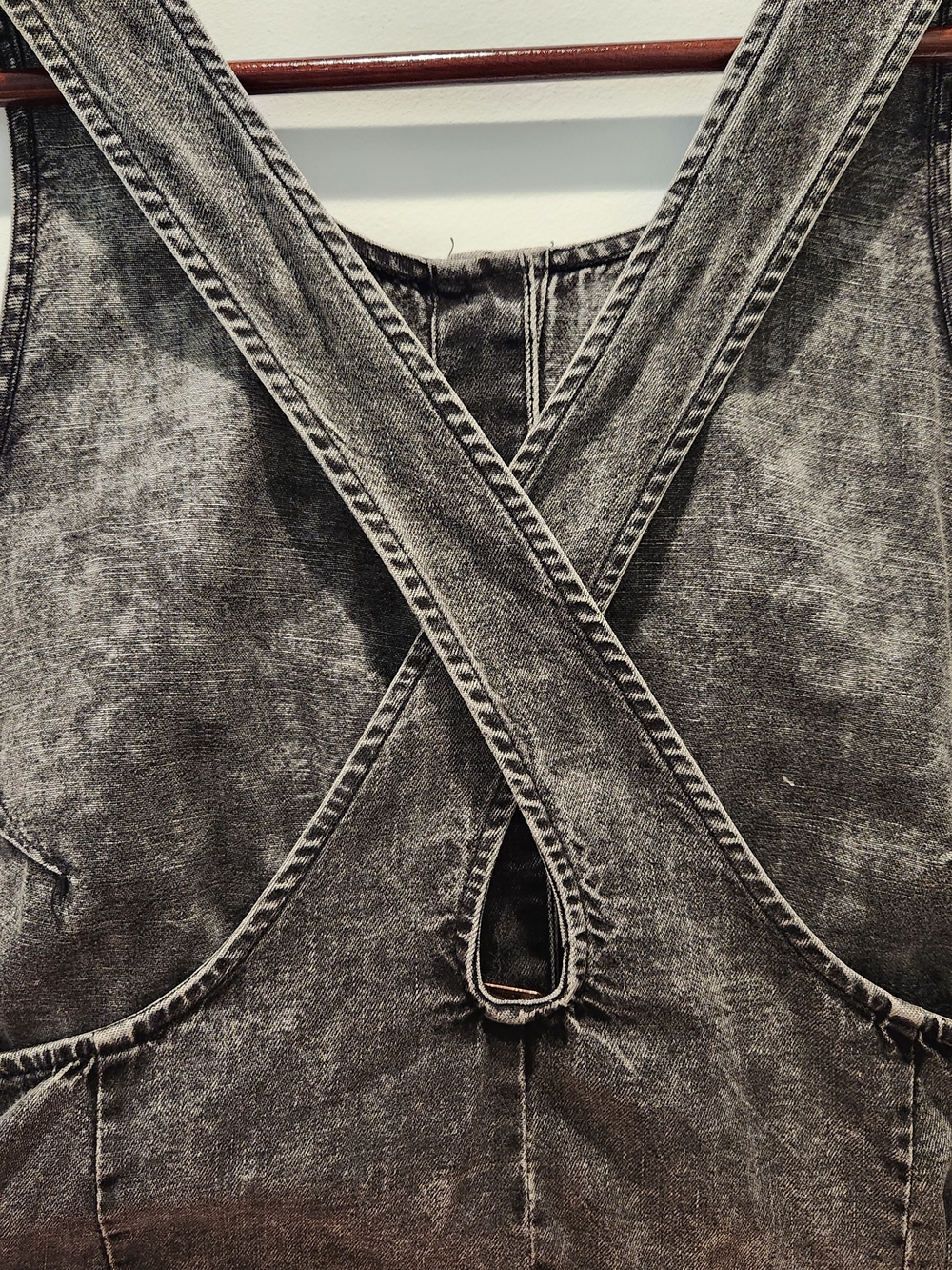 Free People Wilderado Western Dark Gray Denim Button-Front Dress Medium - Picture 4 of 11